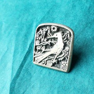 2/10$ Silver tone bird with landscape pin